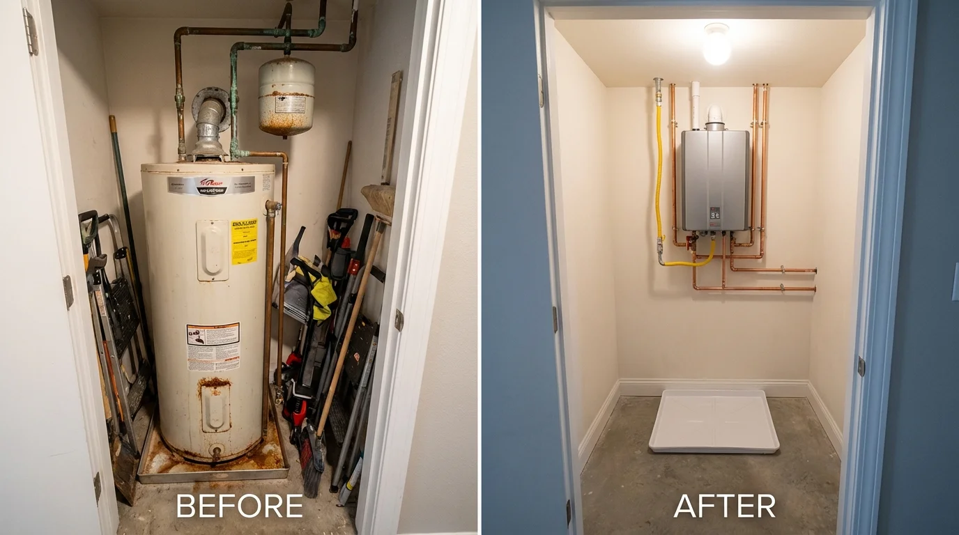 Tank water heater versus wall-mounted tankless unit comparison for Lovelock, NV homeowners