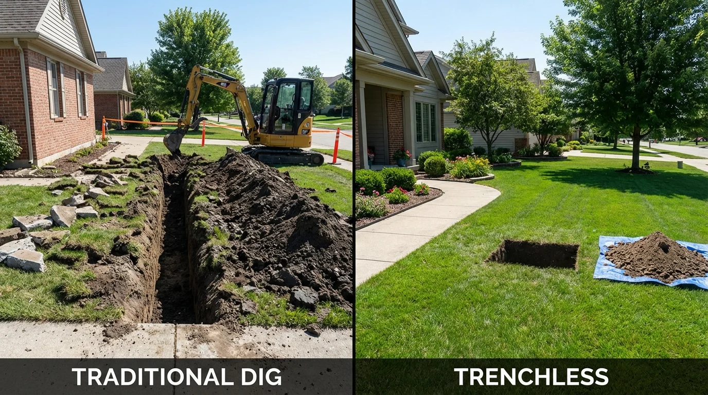 Trenchless sewer repair with minimal yard damage versus traditional excavation in Lovelock, NV